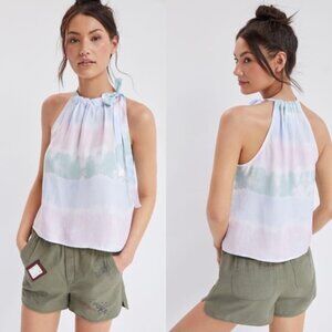 Anthropologie Cloth & Stone Tie Neck Halter Tie Dye Tank Top XS